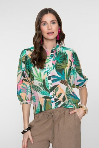 Geisha blouse green/ecru 63450-20