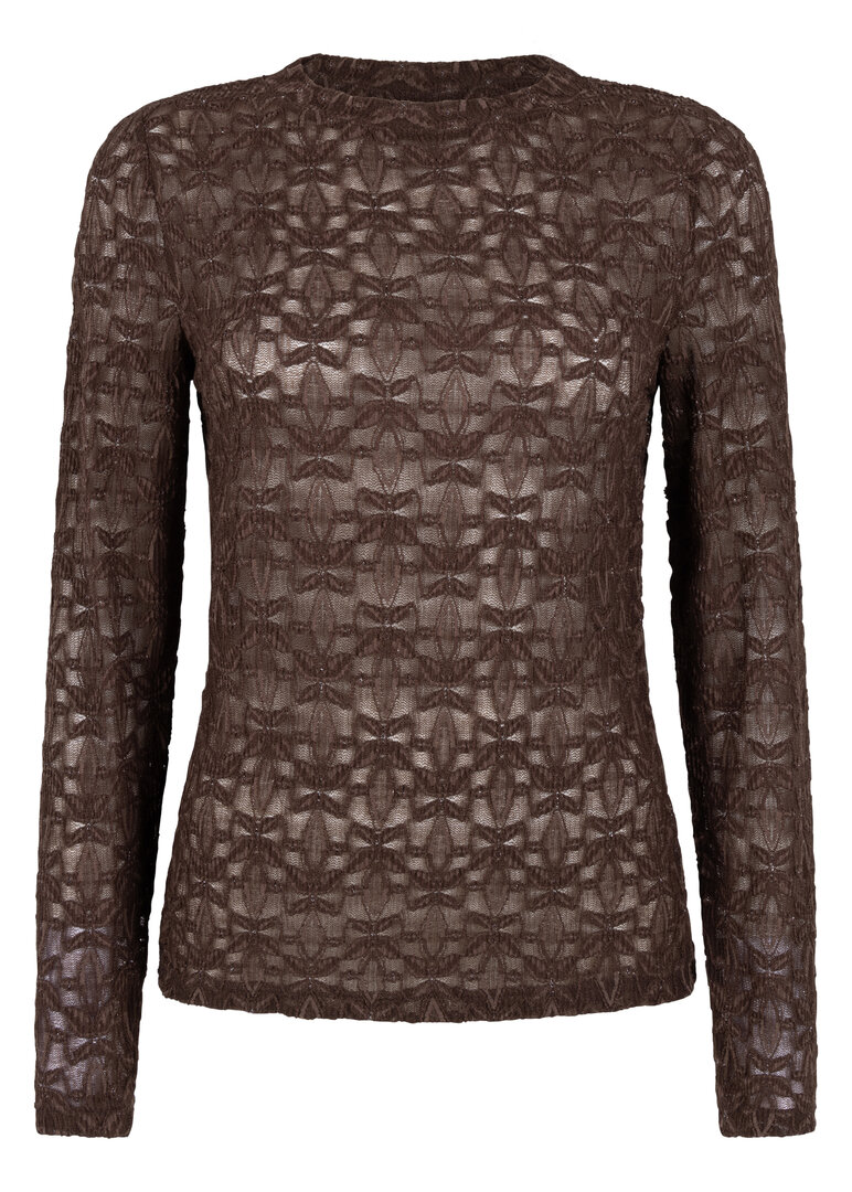 Tramontana Stretch Lace Top Chocolate