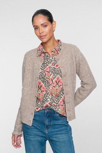 Geisha Cardigan with ruffles sand 64845-14 sand