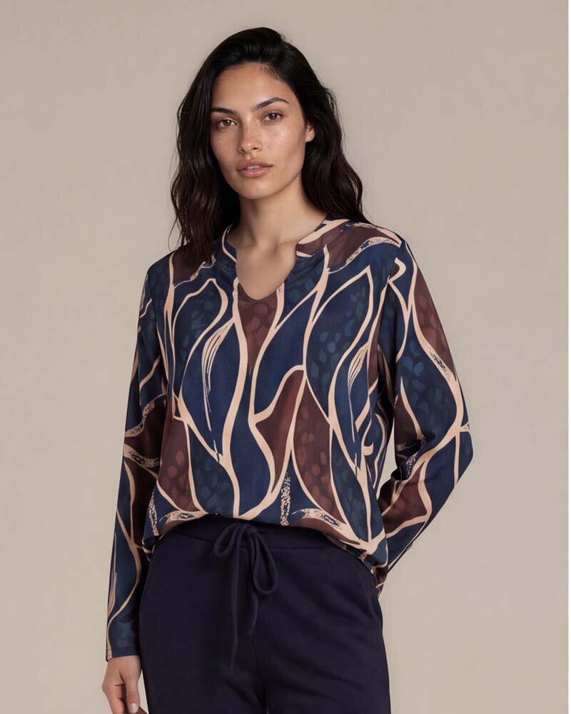 Fos Top - Eefje Wild leaf-FB Navy