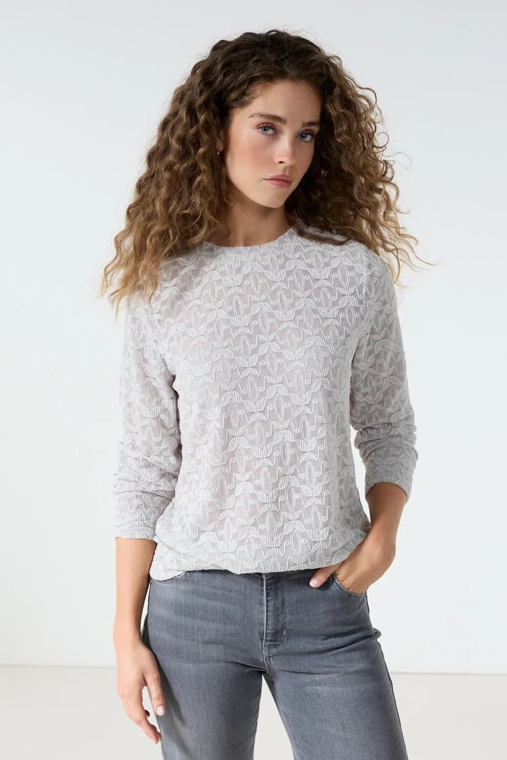 Tramontana Stretch Lace Top  Light grey melange