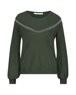 Aaiko Grazia Fringe Vis 301 Army Green Sweater-