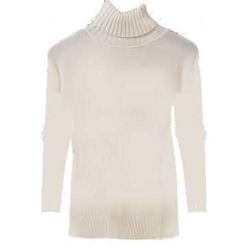 Esqualo Sweater col high rib hem & cuff off white