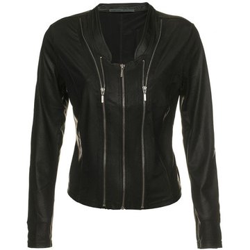 One Two Luxzuz zwart Athena suède coated jacket met ritsjes.