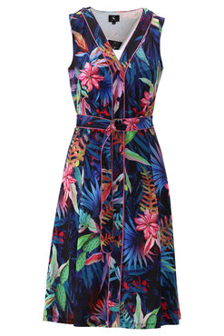 K-Design Mouwloze jurk met fleurige print