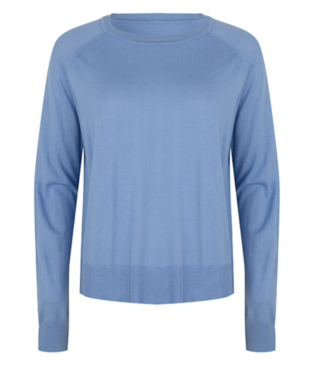 Esqualo Sweater basic R/N buttoned slve cuff Azure Blue