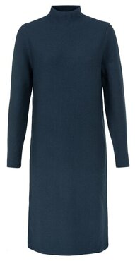 Yaya Knitted dress with stand up neckline and long sleeves black