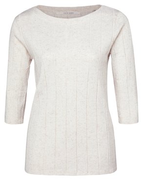 Yaya Rib stitch boatneck sweater halve sleeves egret off white