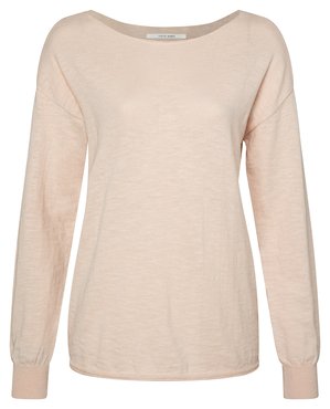 Yaya Sweater with boatneck with raw edge cream tan pink