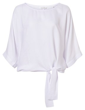 Yaya Short sleeve top with knot detail pure white