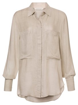 Yaya Blouse with long sleeves and chest pockets peyote grey