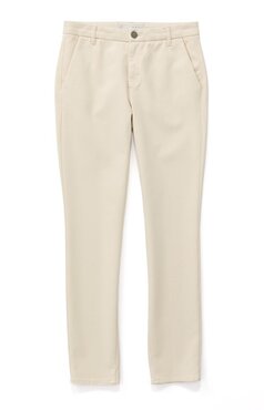 Yaya Chino trousers with regular waist, side pockets and button tapioca sand
