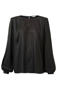 Yaya Woven fluid top, long sleeves and with shoulder detail anthracite