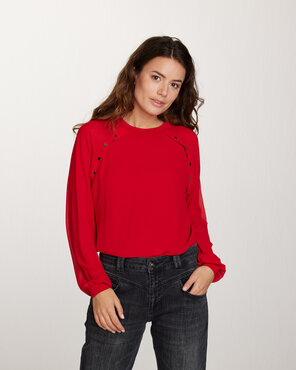 Tramontana Top L/S Button Details  Red