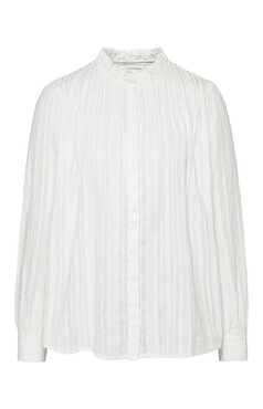 Yaya Woven romantic blouse with buttons and long sleeves pure white