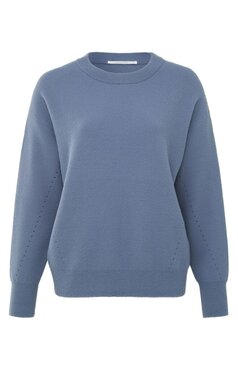 Yaya Sweater with crewneck line with pointelle detail wild wind blue