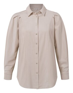 Yaya Suedine blouse with long sleeves, seams and buttons almond milk suede