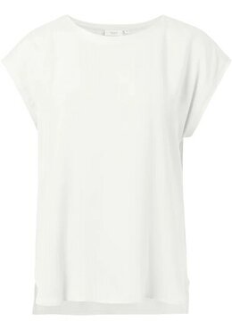 Yaya Cupro blend fabric mix T-shirt off white
