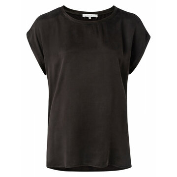 Yaya Cupro blend fabric mix T-shirt pirate black