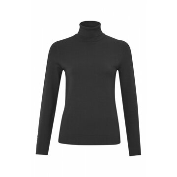 Yaya Turtleneck sweater with long sleeves and buttons on sleeve bristol black