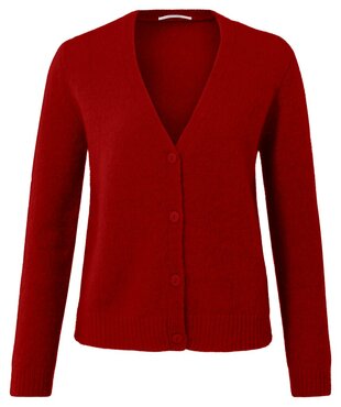 Yaya Furry Cardigan with buttons and long sleeves lava falls red