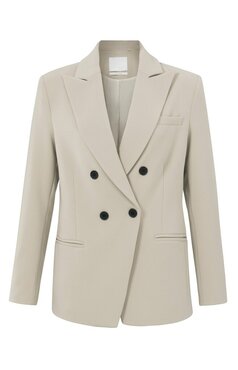 Yaya D​​​​​​​ouble breasted blazer with long sleeves and welt pockets beige