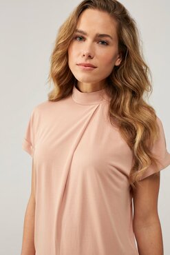 Yaya Top with pleat rugby tan pink