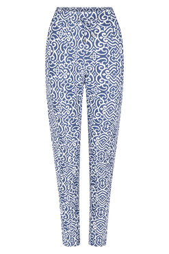 Zoso Susan Printed travel pant blue/off white