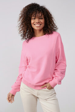 Yaya Sweatshirt with raw edge seams cosmos pink
