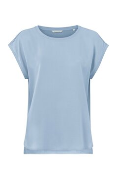 Yaya Top with round neck and cap sleeves blizzard blue