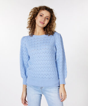 Esqualo Sweater puff slve ajour blue