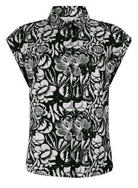 Zoso Flash Printed crepe blouse black/sand