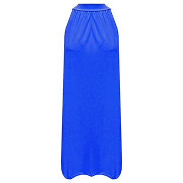 Korte halter jurk van travel stof kobalt blauw