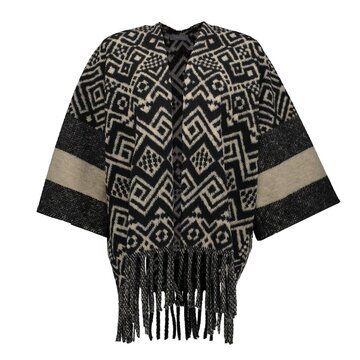 Geisha Poncho  black/sand combi