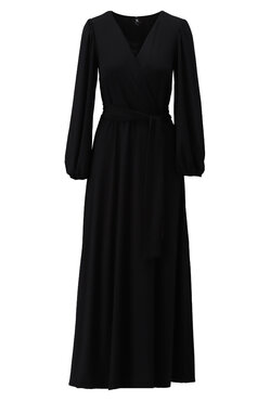K-Design Maxi X399 zwart cache coeur jurk met pofmouwen