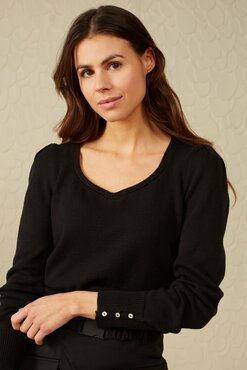 Yaya Sweater with deep round neck black