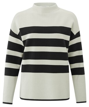 Yaya Sweater with high neck stripes black dessin