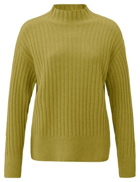 Yaya Sweater with turtleneck olive green melange
