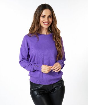 Esqualo Sweater basic button slve cuff lavender