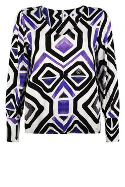 Zoso 234Denise Printed viscose blouse off white/purple