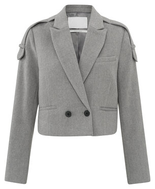 Yaya Soft herringbone cropped blazer paloma grey