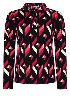 Zoso 235Evi Printed travel blouse winter red/black