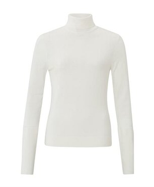 Yaya Sweater with turtleneck and long sleeves with buttons wool white