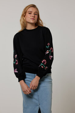 Tramontana Sweater Puff Shoulder Flower