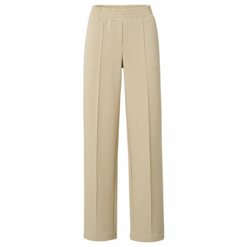 Yaya Jersey structured wide leg trousers with elastic waist white pepper beige