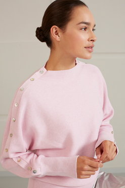 Yaya Button detail sweater ls lady pink melange