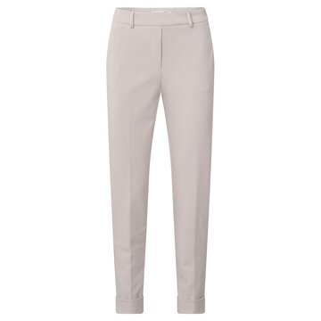 Yaya Jersey tailored trousers with turn up bottom hem wind chime beige