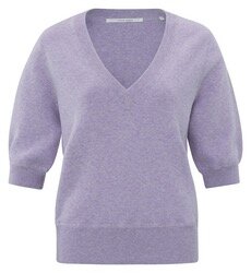 Yaya V-neck sweater with stitch detail lavender purple melange