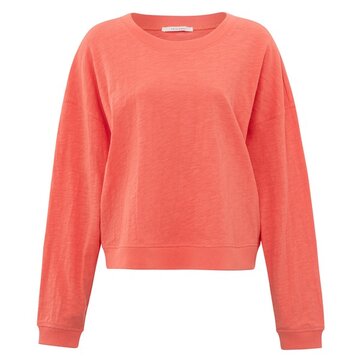 Yaya Sweatshirt with slub effect peach echo orange