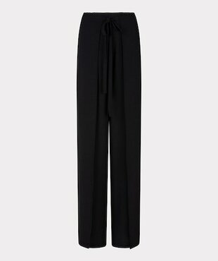 Esqualo Trousers overlap wide crinkle Black